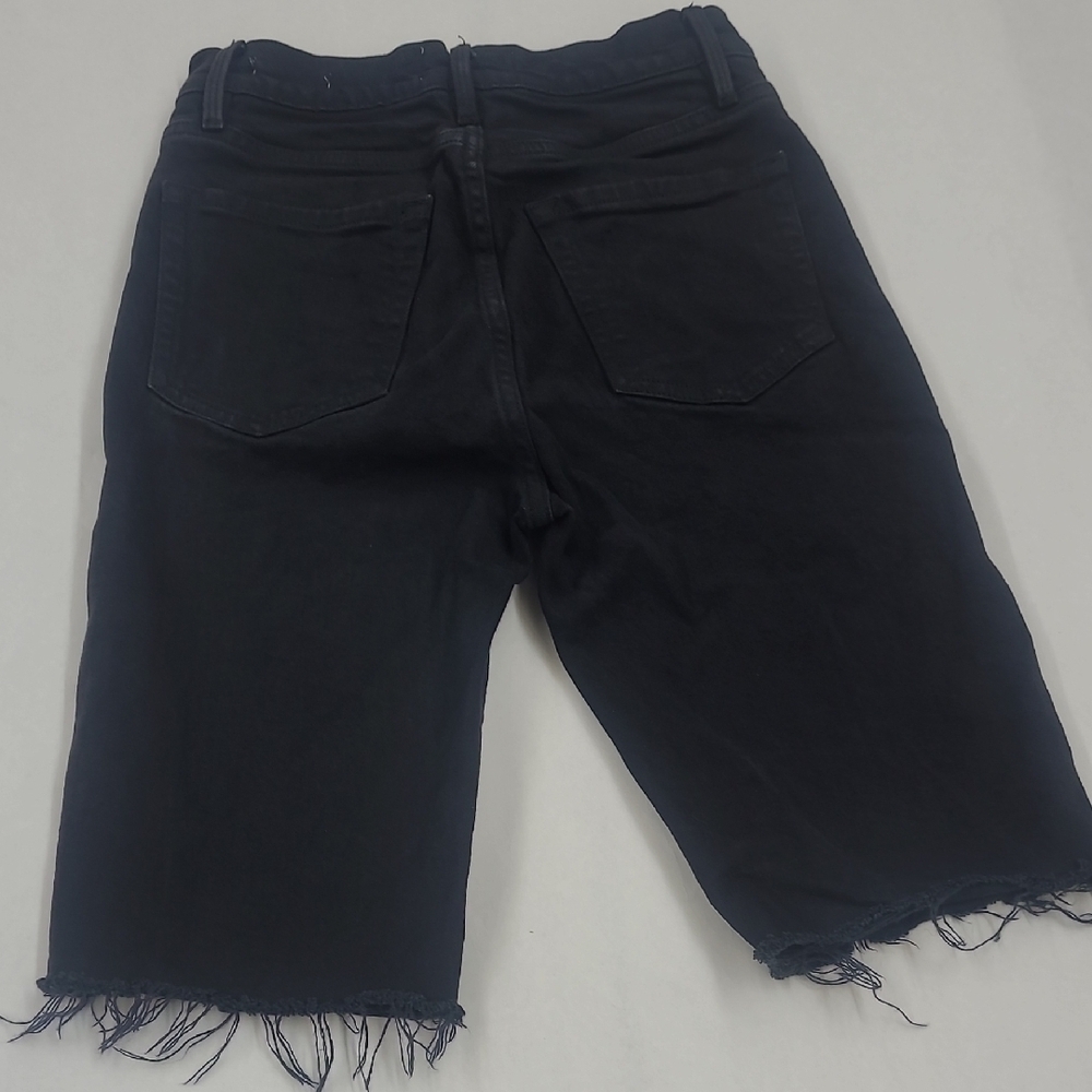 Frame Black Distressed Le Vintage Bermuda Denim Shorts Size 25 - Picture 7 of 8